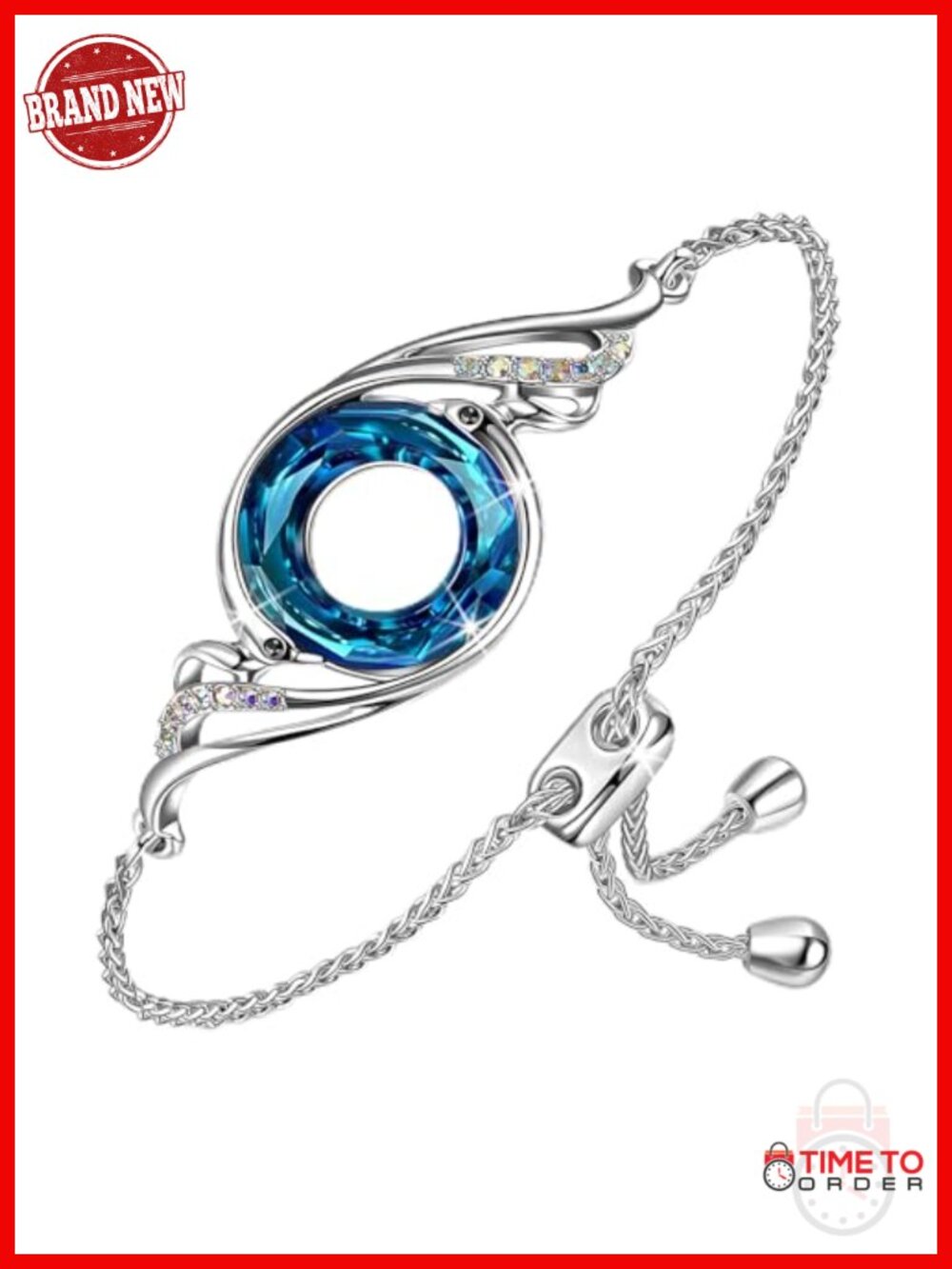 Phoenix Crystal Adjustable Slider Bracelet with Jewelry Box
